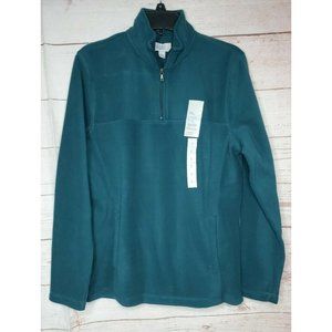 Croft & Barrow Small Green Extra Soft Artic Fleece 1/4 Zip Sweater With 2 Pocket